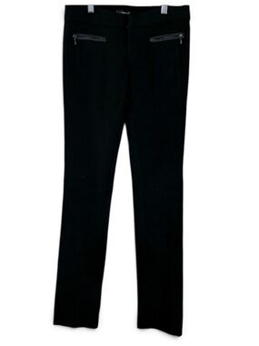 PAIGE Black Chino Leather Trim Zip Pocket Career Pants